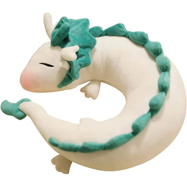 Almofada de Viagem Formato U com Dragão Branco Fofo Estilo AQUAFORGE