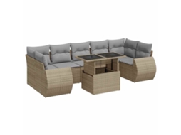 Conjunto de 8 Sofás para Jardim com Almofadões Vime Pe Bege MAISON EXCLUSIVE (8 pcs)