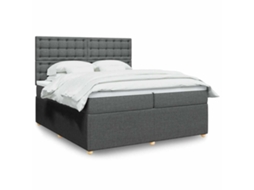 Vidaxl Cama com Molas/colchão 200x200 Cm Tecido Cinzento escuro