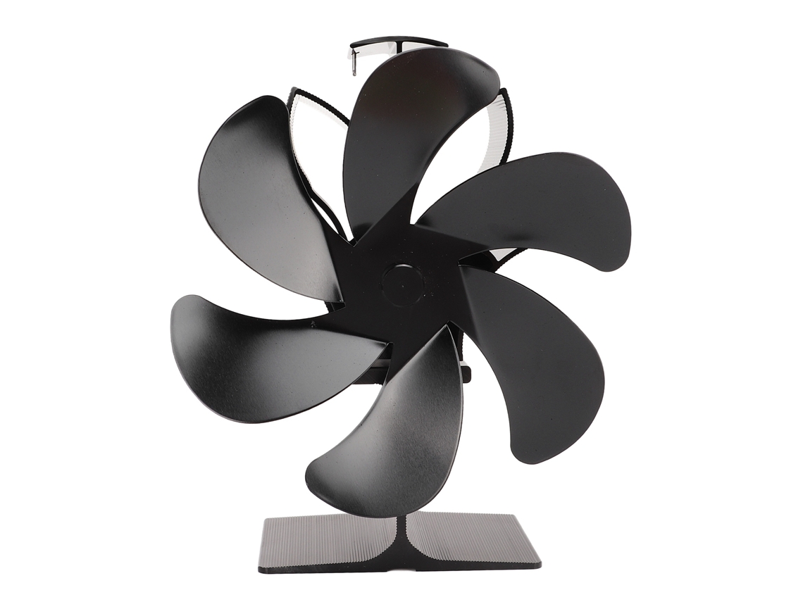 Ventilador De Lareira Laxiscreed Resistente Ao Calor Com Seis Pás E Design Estilo Lótus, Acabamento Preto Brilhante