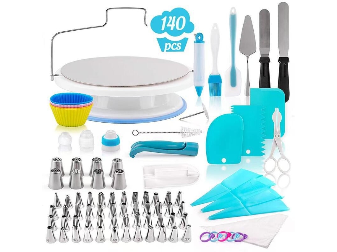 Elysve Kit Confeitaria 140 Pcs, Com Bicos De Confeitar, Com Prato Giratório