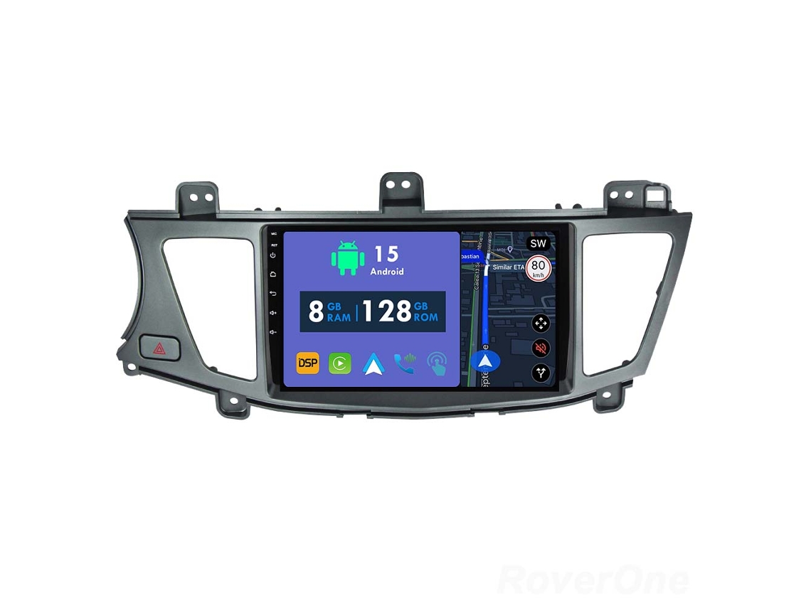 Auto Rádio Carro Bluetooth Autoradio 8GB RAM 128G ROM CarPlay Navegação GPS Ecrã Táctil RoverOne para Kia Cadenza K7 2011-2012  