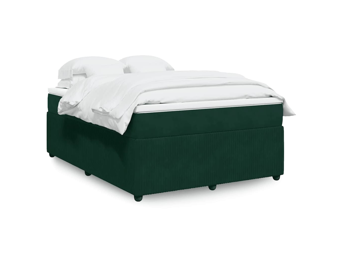 Vidaxl Cama Com Molas/colchão 160x200 Cm Veludo Verde-escuro