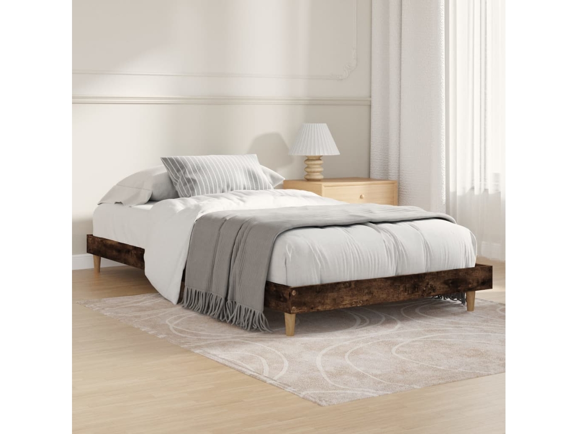 Vidaxl Estrutura Cama S/ Colchão Derivados De Madeira Carvalho Fumado