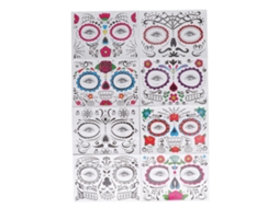 Primerox 8 Folhas Adesivo Tatuagem Facial Halloween Transferência Água Maquiagem Decorativo
