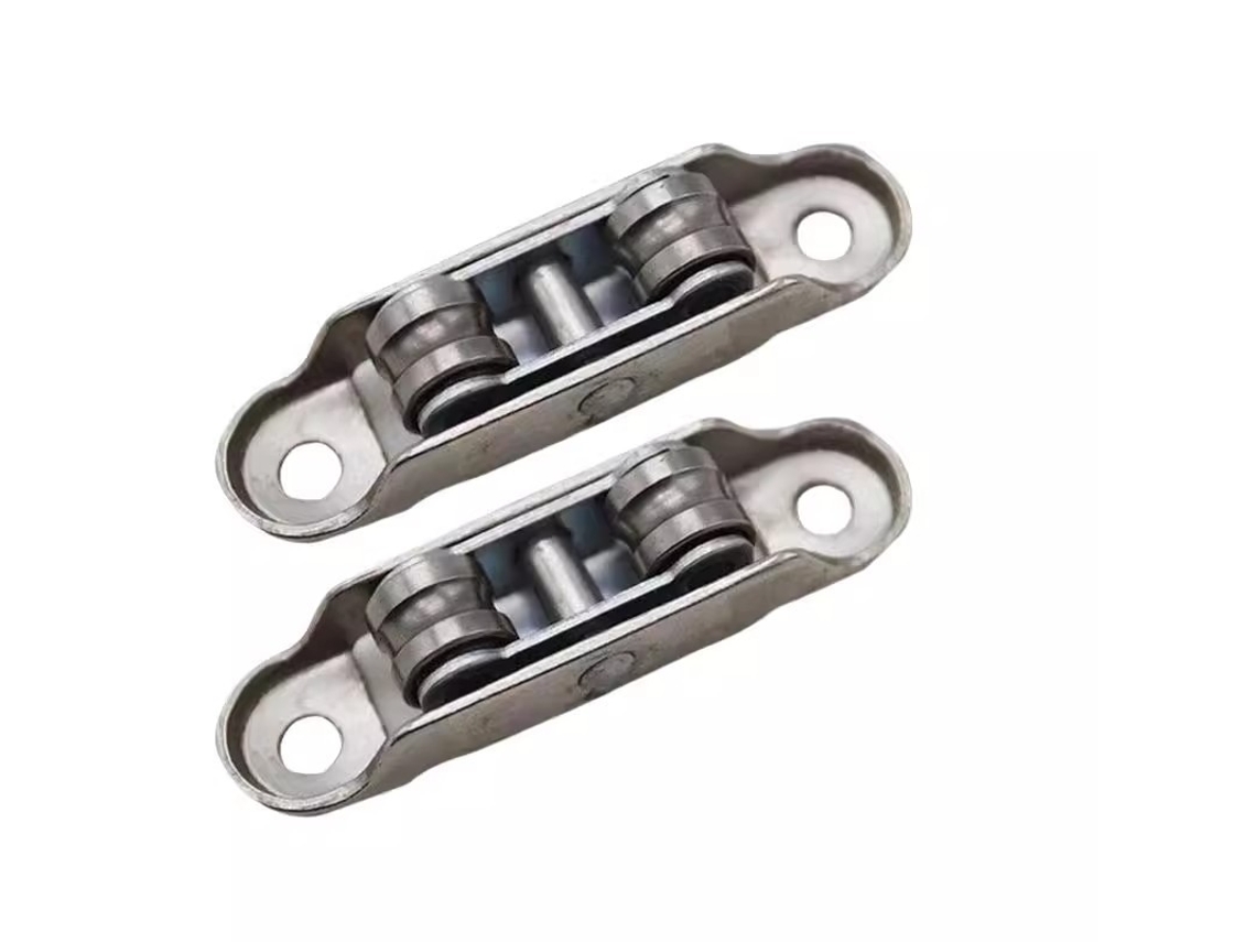 Conjunto de 10 roletes silenciosos em aço inoxidável e cobre, adequados para portas residenciais e comerciais, com fixação por parafuso.
