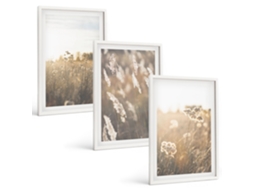 Pinturas Murais Modernas Paisagem Grama Flores Quente Moldura Branca Fotos Para O Escritório Espelharte (3 Piezas De 40x60 Cm)