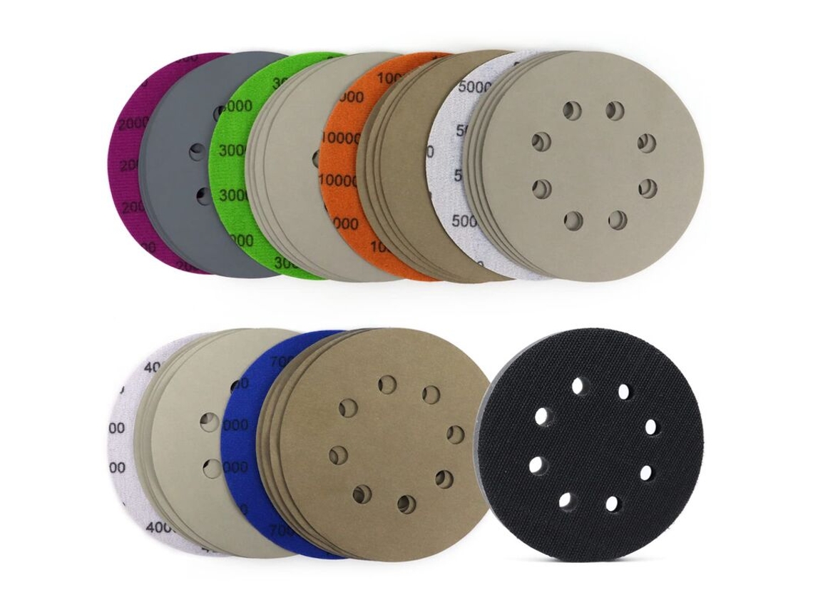 Lixa De 5 Polegadas Com Velcro E 8 Furos, Lixa De Carbeto De Silício Com Almofada Para Lixamento A Seco/úmido E Polimento. Aquaforge