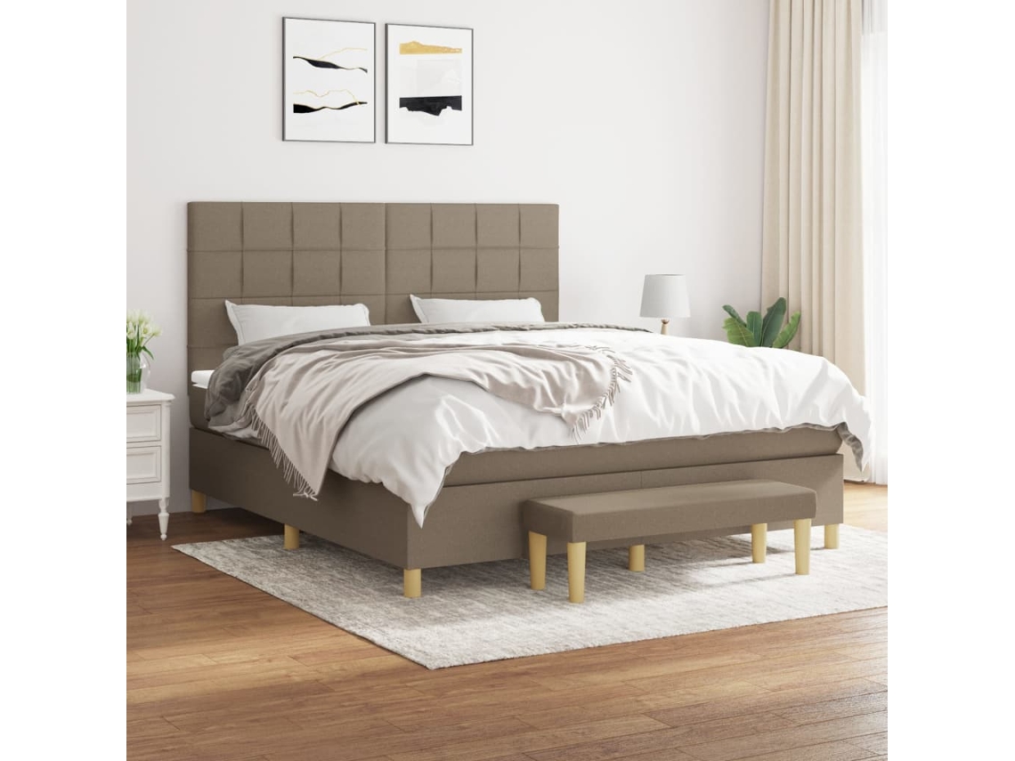 Vidaxl Cama com Molas/colchão 180x200 Cm Tecido Castanho acinzentado