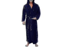 Roupa De Banho Masculina De Poliéster, Manga Longa, Casual, Confortável E Durável Com Bolsos E Amarração Interior Azul
