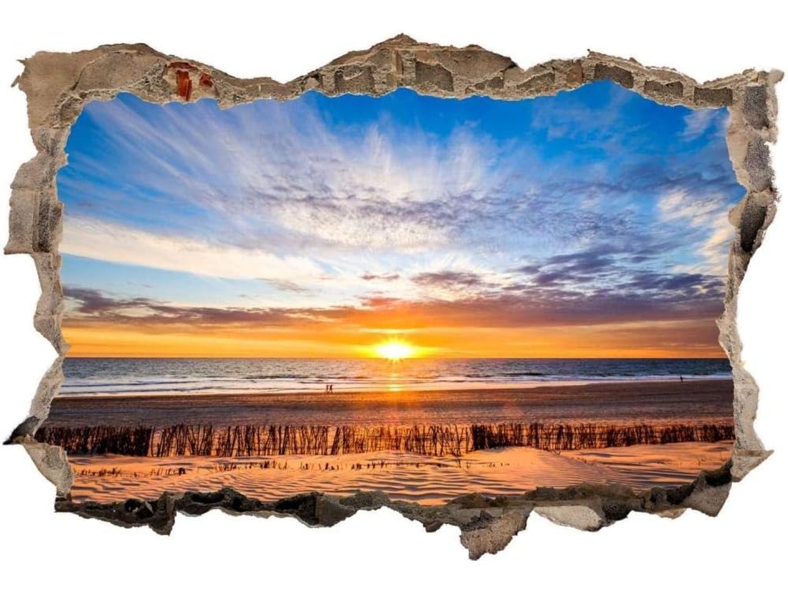 Adesivo de parede "Pôr do Sol sobre as Dunas", ideal para sala de estar, quarto, cozinha, escritório, para adultos e crianças, 80x120cm