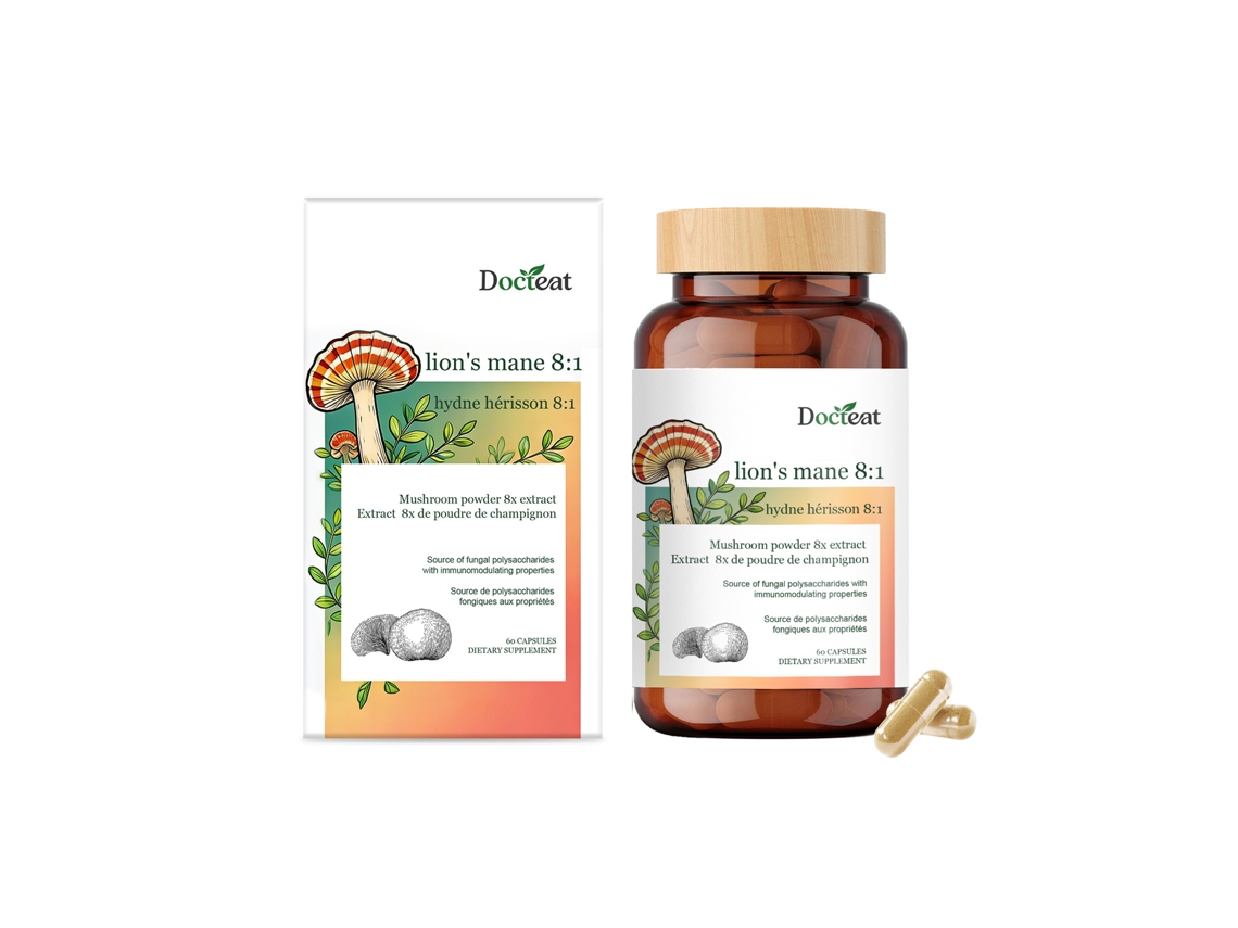 Cápsulas de Hericium Erinaceus Docteat para Apoio Ao Bem estar Diários LAXISCREED