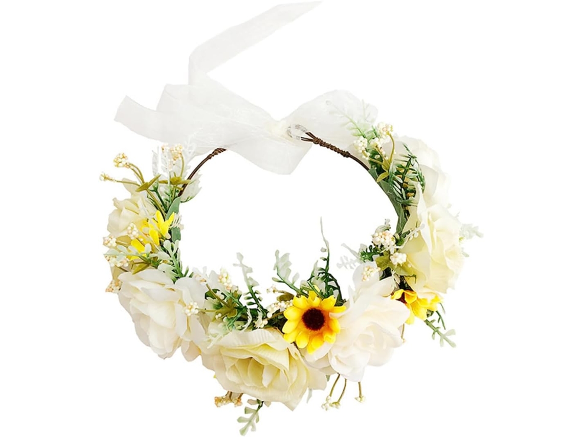 Coroa De Flores Para Cabelo, Tamanho Único, Adornada Com Rosas Artificiais, Para Mulheres, Ideal Para Cerimônia De Casamento.