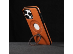 Capa De Couro Magnética Com Anel De Apoio Para Iphone 15 Pro Max, Castanho Elegante, Capa Comercial De Alta Qualidade