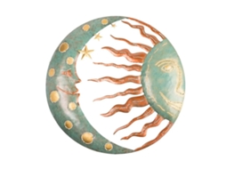 Painel Decorativo De Parede Laxiscreed Com Motivos Solares, Lunares E Estrelas Em Ferro, 30x30cm