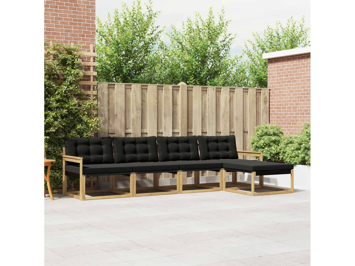 Vidaxl Conjunto De Sofás Para Exterior 5 Unid. Branco E Preto
