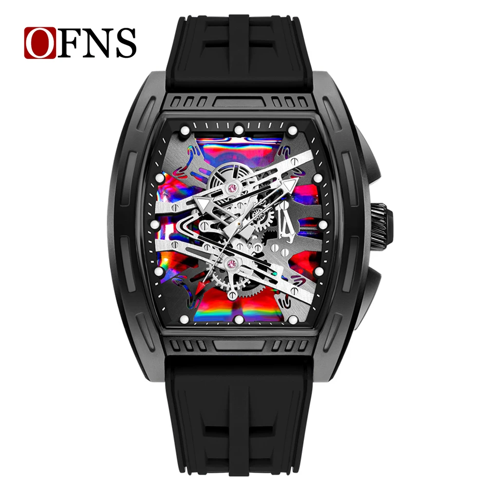 (preto) Relógio De Quartzo Original E Refinado Em Formato Tonneau Com Mostrador Colorido, À Prova D'água E Com Data.