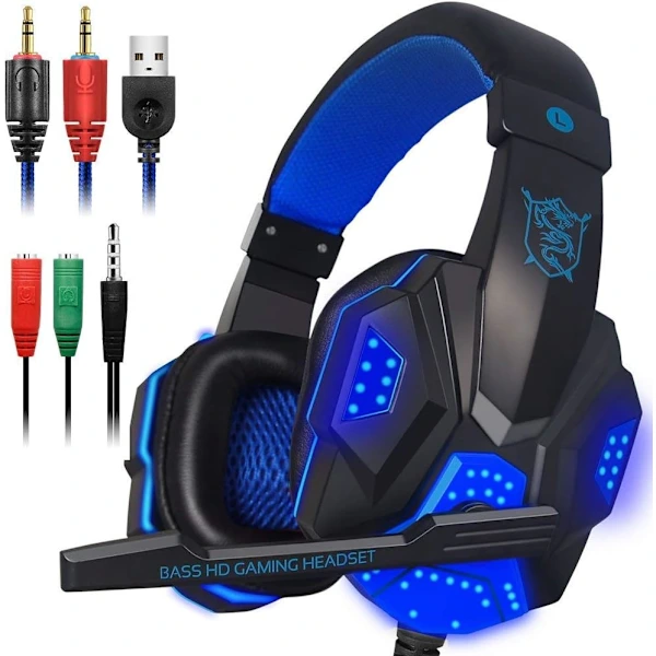 /hh/fone De Ouvido Para Jogos Dland Com Microfone E Luz Led Aquaforge