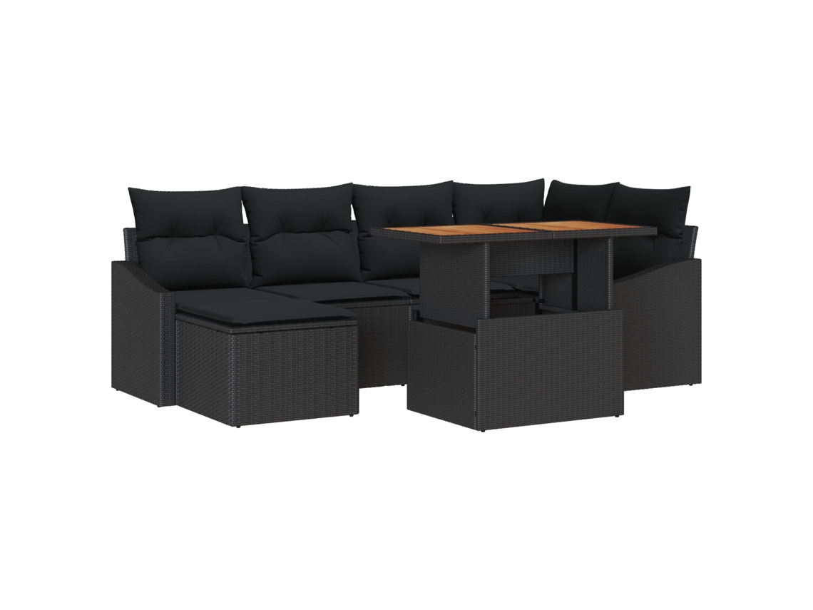 Conjunto 7 Móveis Para Exterior Vidaxl Preto Vime Pe (100 X 55 X 73 Cm)