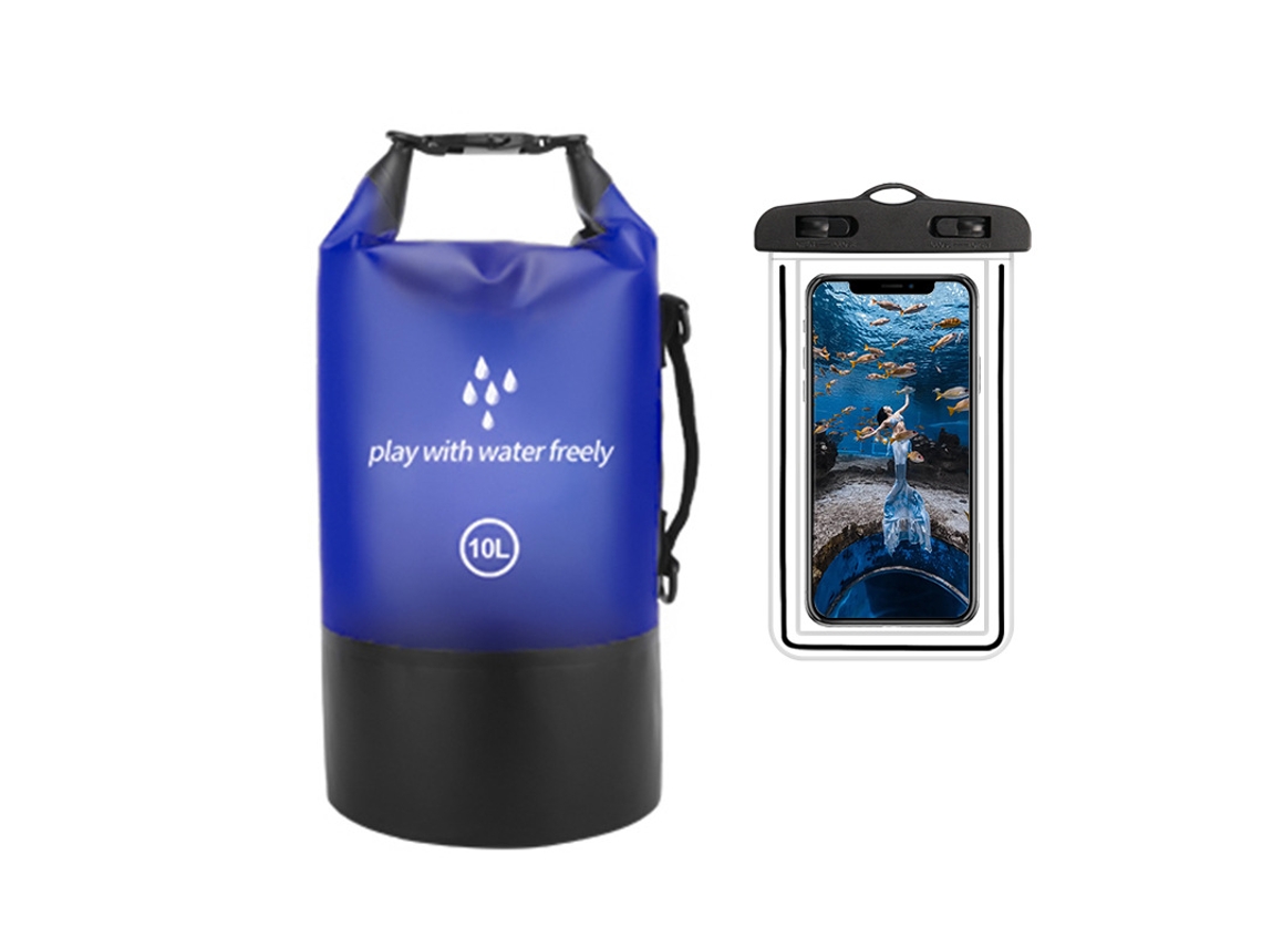 Bolsa Estanque de 10l com Pochete para Rafting, Caiaque, Praia, Esqui, Pesca, Escalada e Camping HENTEN HOME Azul Escuro | HENTEN HOME
