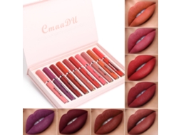 10 Peças De Batons Mate Impermeáveis E Brilho Labial Set Presente Colorido De Longa Duração