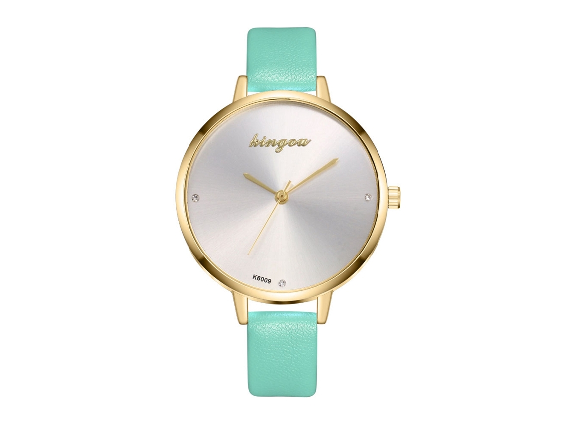 Relógio de Pulso Feminino Analógico de Quartzo com Pulseira Pu Clássico Simples (mint)