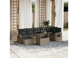 Jogo de Sofá Jardim 8 Peças C/ Almofadões Vime Pe Cinza Dkd Home Decor