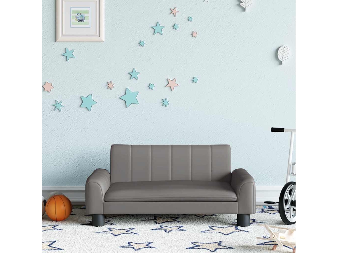 Vidaxl Sofá Infantil 70x45x30 Cm Couro Artificial Cinzento