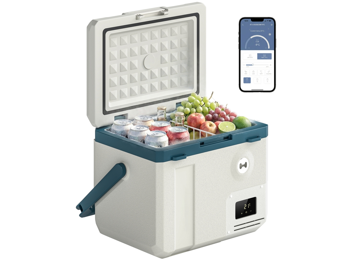 Frigorífico Portátil Para Automóvel De 19l Com Compressor E Controlo Por Aplicativo, 47x36.7x37 Cm, Branco