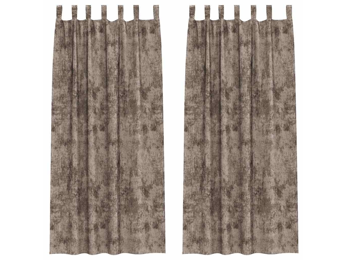 Conjunto 2 Cortinas De Veludo Vidaxl Castanho Veludo (225 X 140 Cm)