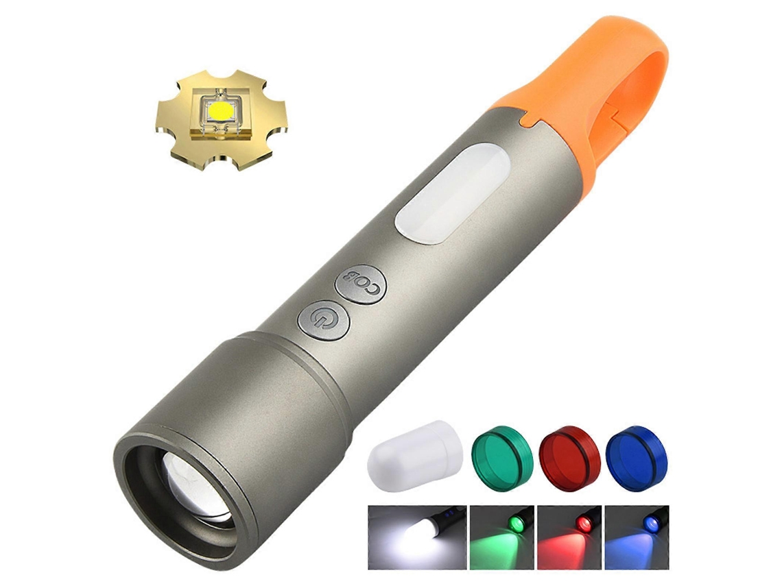 Lanterna Led Super Brilhante, Com Zoom, Potente Lâmpada De Acampamento Usb Com 4 Abajures Olysi Shop