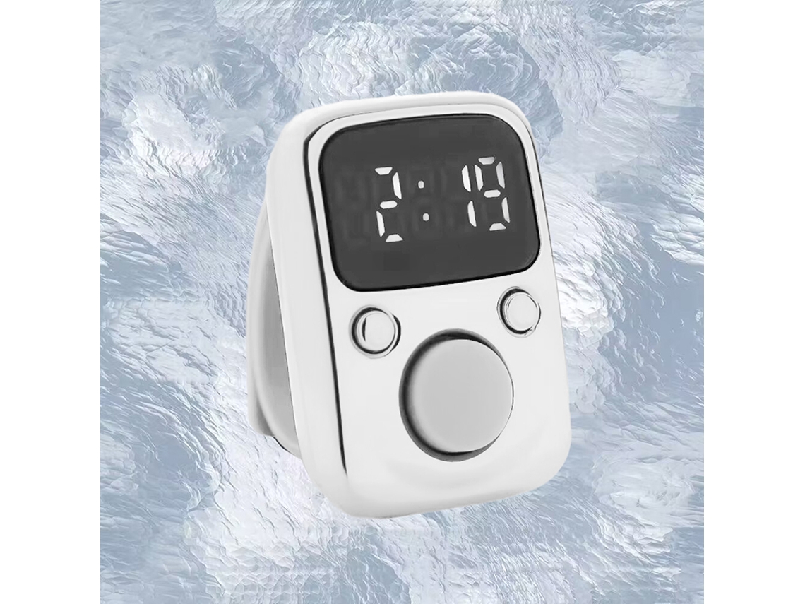 Anel de Dedo Luminoso com Contador de Dedos e Display Digital Elétrico Prateado BRILVIBERA