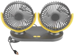 Ventilador Usb Duplo Para Carro, 12v E Amarelo, Material Resistente Ao Calor, 3 Velocidades Ajustáveis, Para Carro, Van