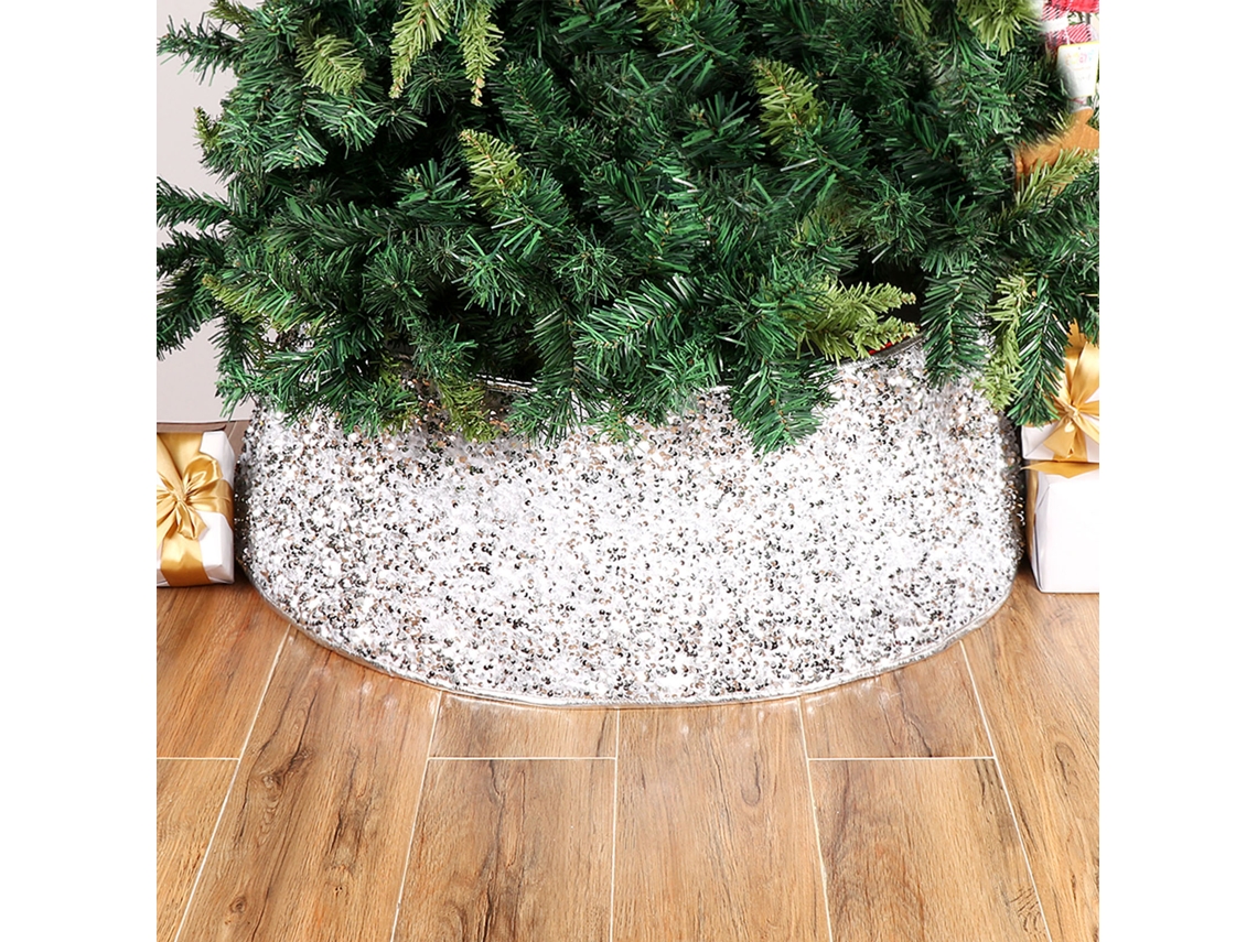 Saia Para Árvore De Natal (lantejoulas Branco Prateado + 48 Polegadas) Eoocoo