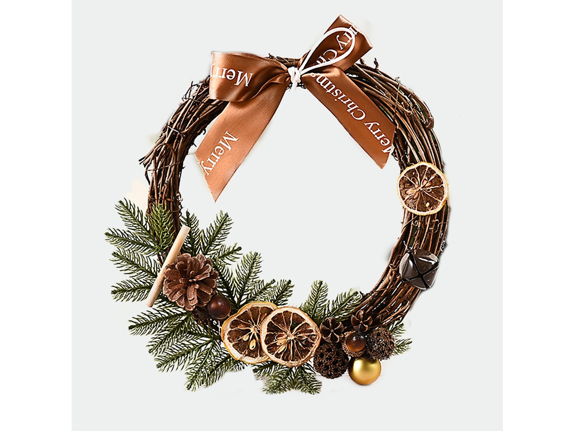 Coroa de Natal em Vime com Argola para Decoração de Parede LAXISCREED