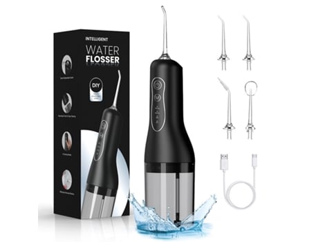 Irrigador oral elétrico portátil de 4 modos, de limpeza profunda e duradoura, modelo QTL5, preto, Baykar