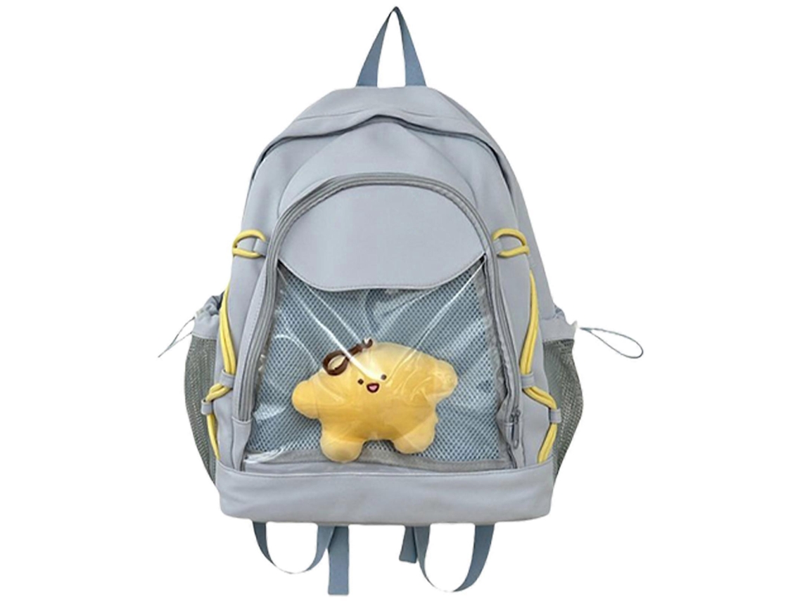 Mochila Escolar Transparente Feminina Em Pvc, Grande Capacidade, Ideal Para Livros E Uso Casual No Dia A Dia, Azul.