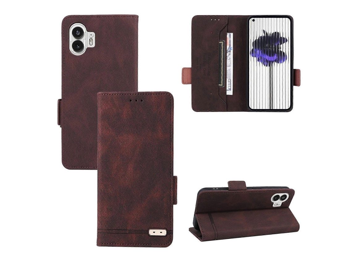 Capa De Couro Com Fecho Magnético Para Celular Nothing Phone 2