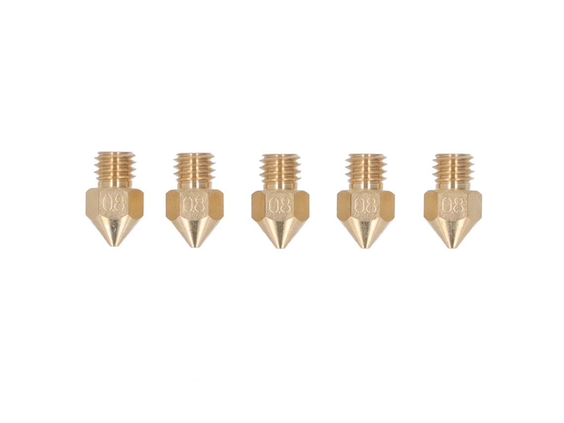 5 Bicos Extruder 3d M6 Latão 0.8mm Para Impressora Cr10 Filamento 1.75mm Hot End