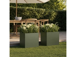 Vidaxl Vaso De Jardim 2 Unid. Verde-azeitona 25 X 25 X 25 Cm