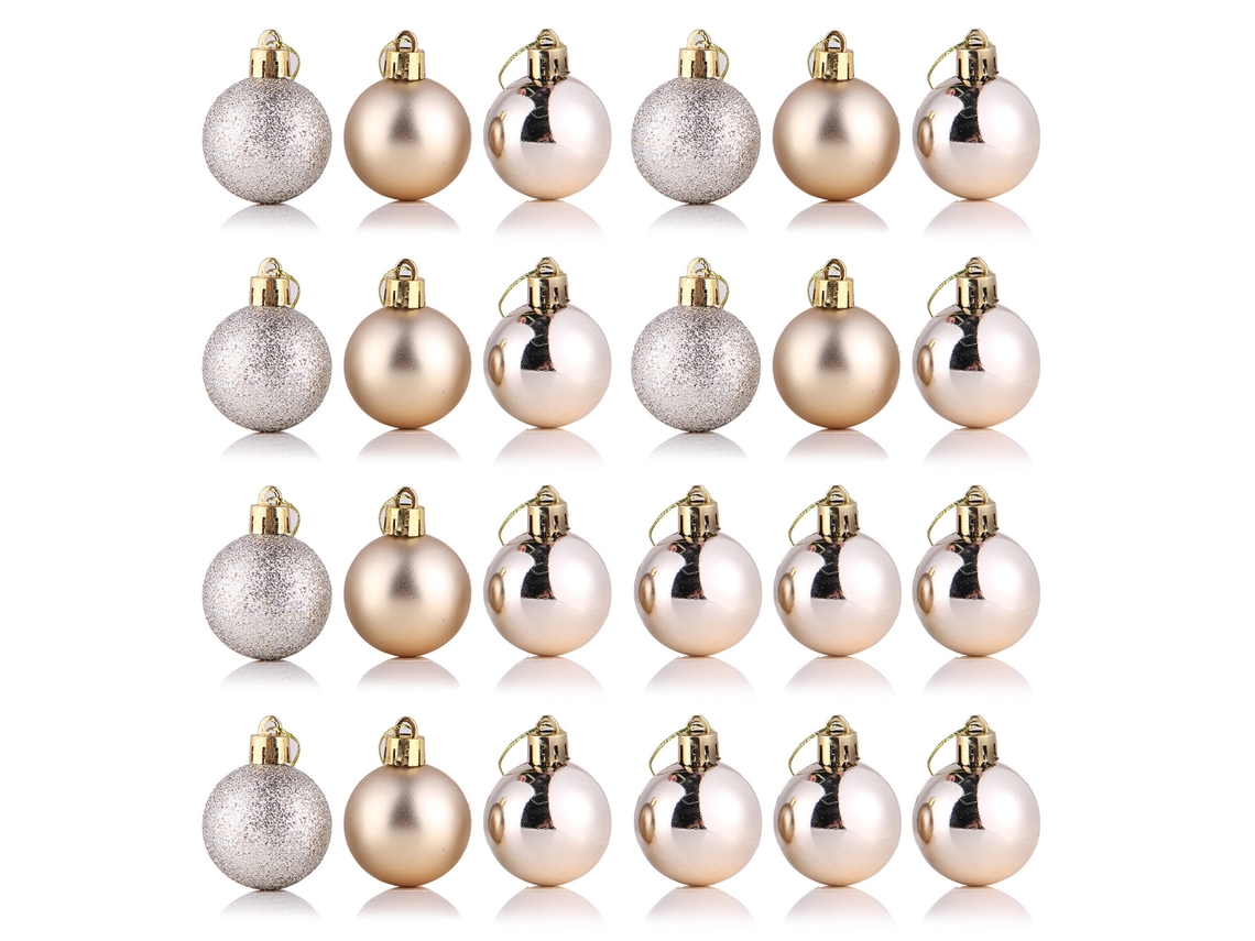 Laxiscreed Bola De Natal De Plástico 4cm Cor Champagne Para Decoração Festiva De Árvore Natalícia