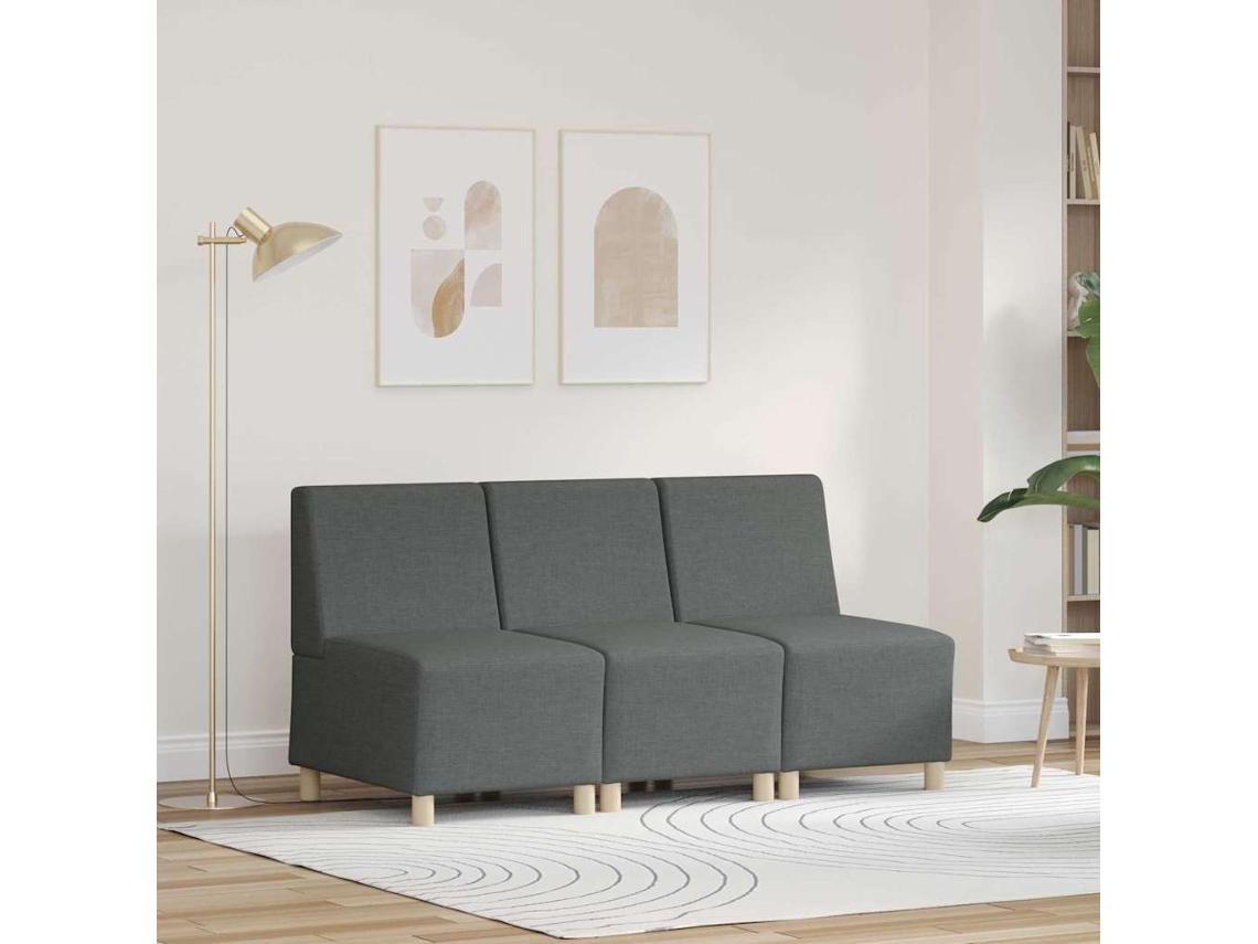 Vidaxl Unidade De Sofá Modular Sem Braços 3 Unid. Cinza Escuro Tecido