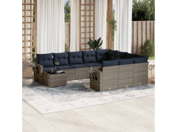Vidaxl Conjunto De Sofá De Jardim Com 11 Peças E Almofadas Em Rattan Sintético Cinza