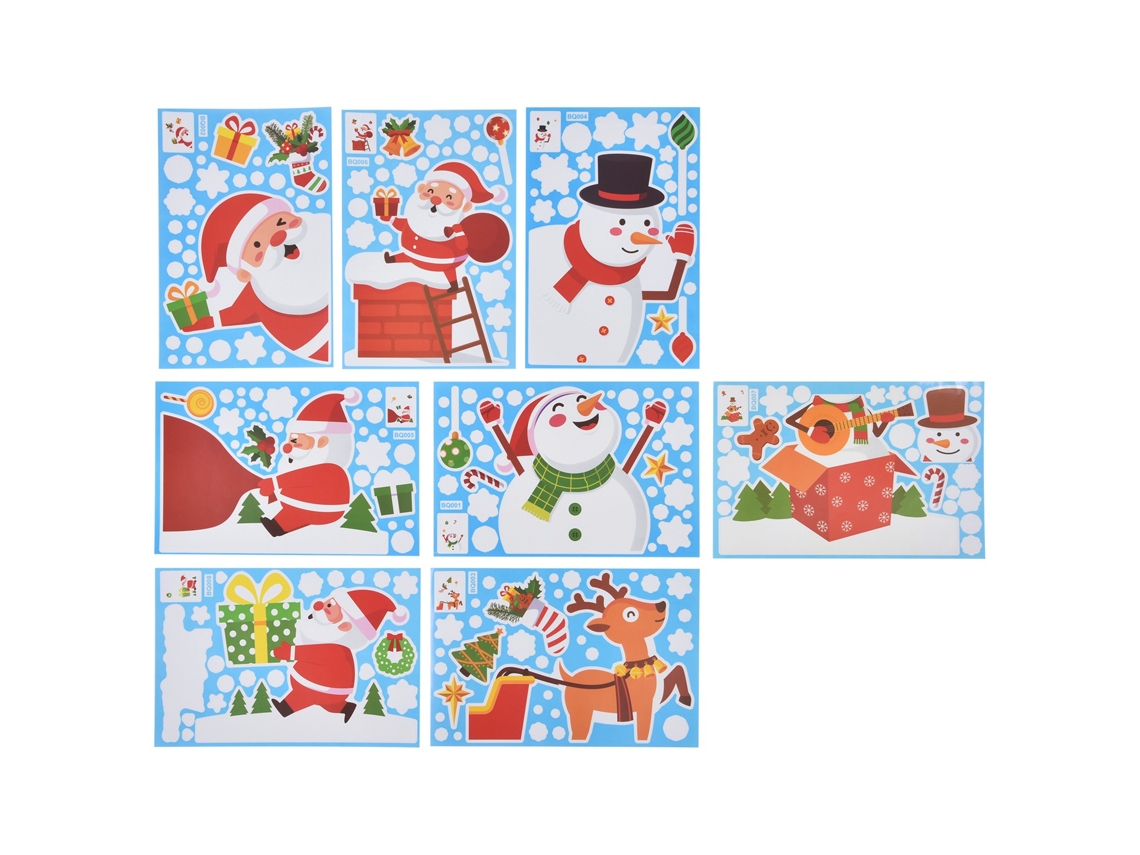 8pcs adesivo de natal boneco de neve DIY para janela vidro decorativo sala de estar PVC