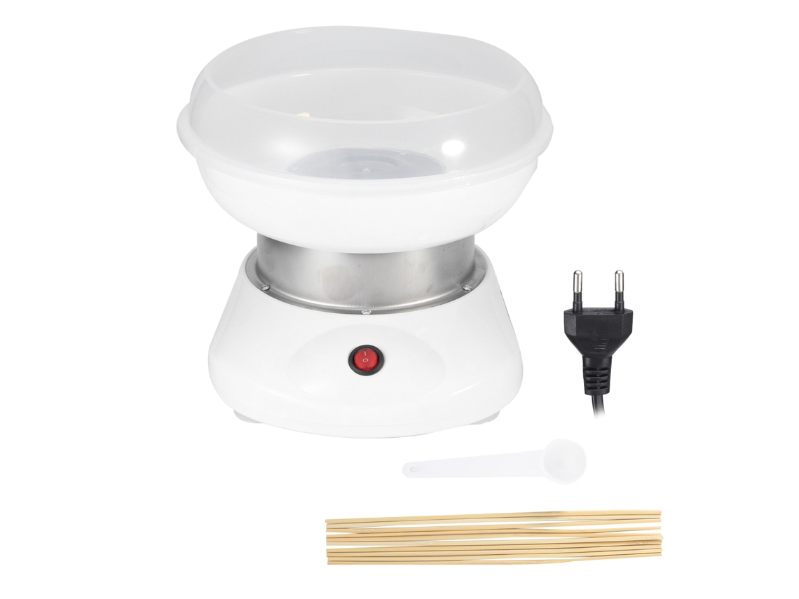 Máquina de algodão doce elétrica portátil 500w 220v us plug branca com palitos de bambu | S/MARCA