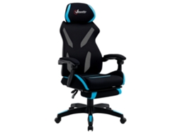 Cadeira Gamer com Suporte Lombar,cadeira de Escritório Ergonômica com Altura Ajustável,tecido Preto e Azul,65x65x119 129cm BTFORUS
