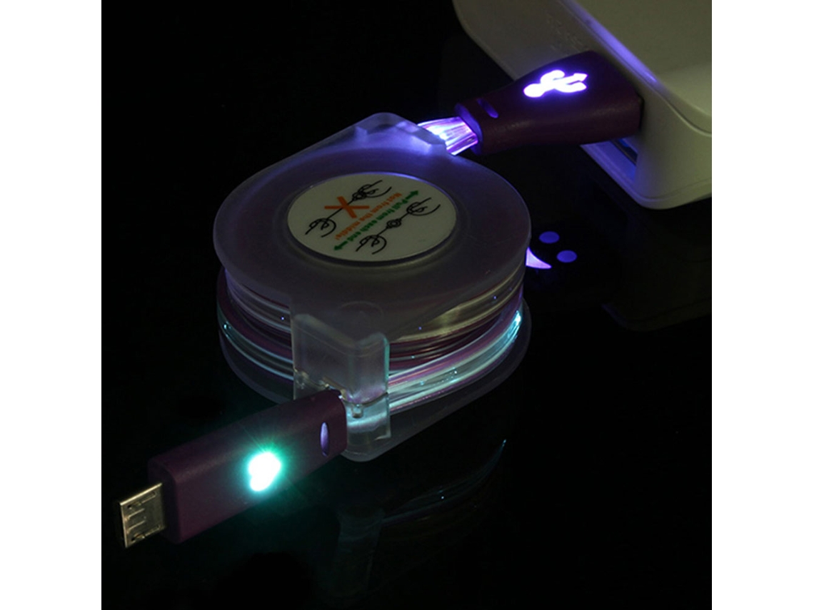 Cabo Usb LAXISCREED Android Roxo Led Sorriso Retratil