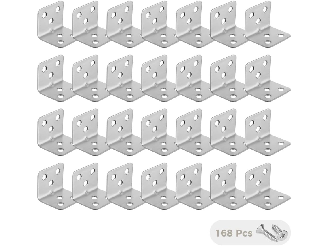 28 Suportes Em L, 3, 8x 3x 3cm, Aço Inoxidável, Suportes De Canto 90 Graus Para Móveis Madeira, Prateleiras E Reforço De