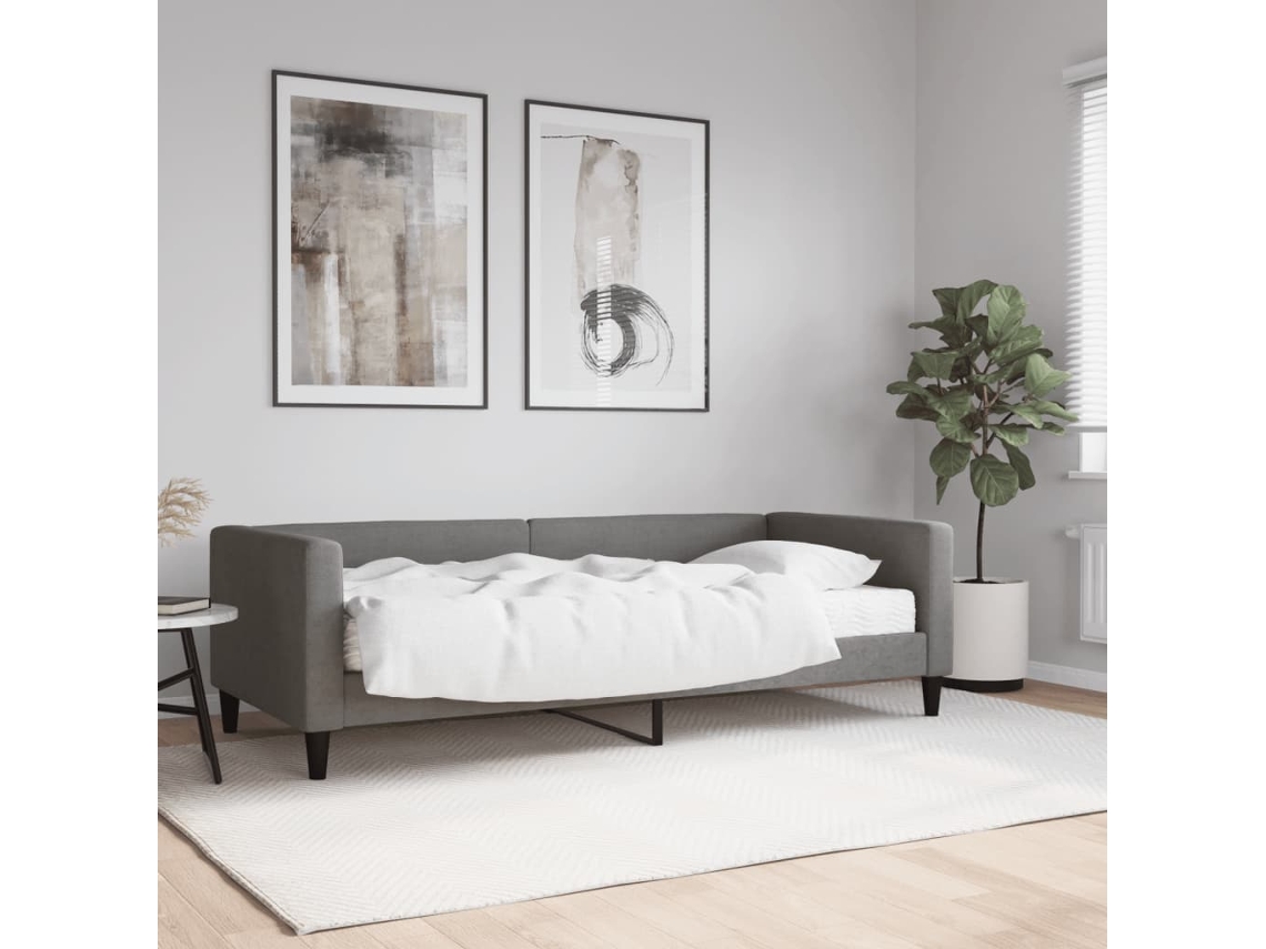 Vidaxl Sofá-cama Com Colchão 90x190 Cm Tecido Cinzento-escuro