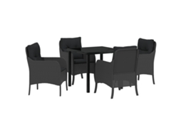 Conjunto 5 De Jantar Para Jardim De Vidaxl Com Almofadas De Vime Pe Preto